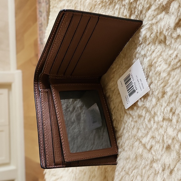 NWT Coach Men's Compact ID Dark Saddle Calf Leather 3-in-1 Wallet 🤎 - Picture 6 of 15